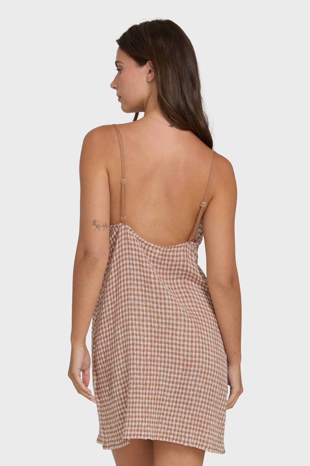 billabong summer love check dress sugar almond back