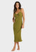 billabong sweet moves midi dress dark olive front