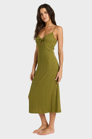 billabong sweet moves midi dress dark olive profile