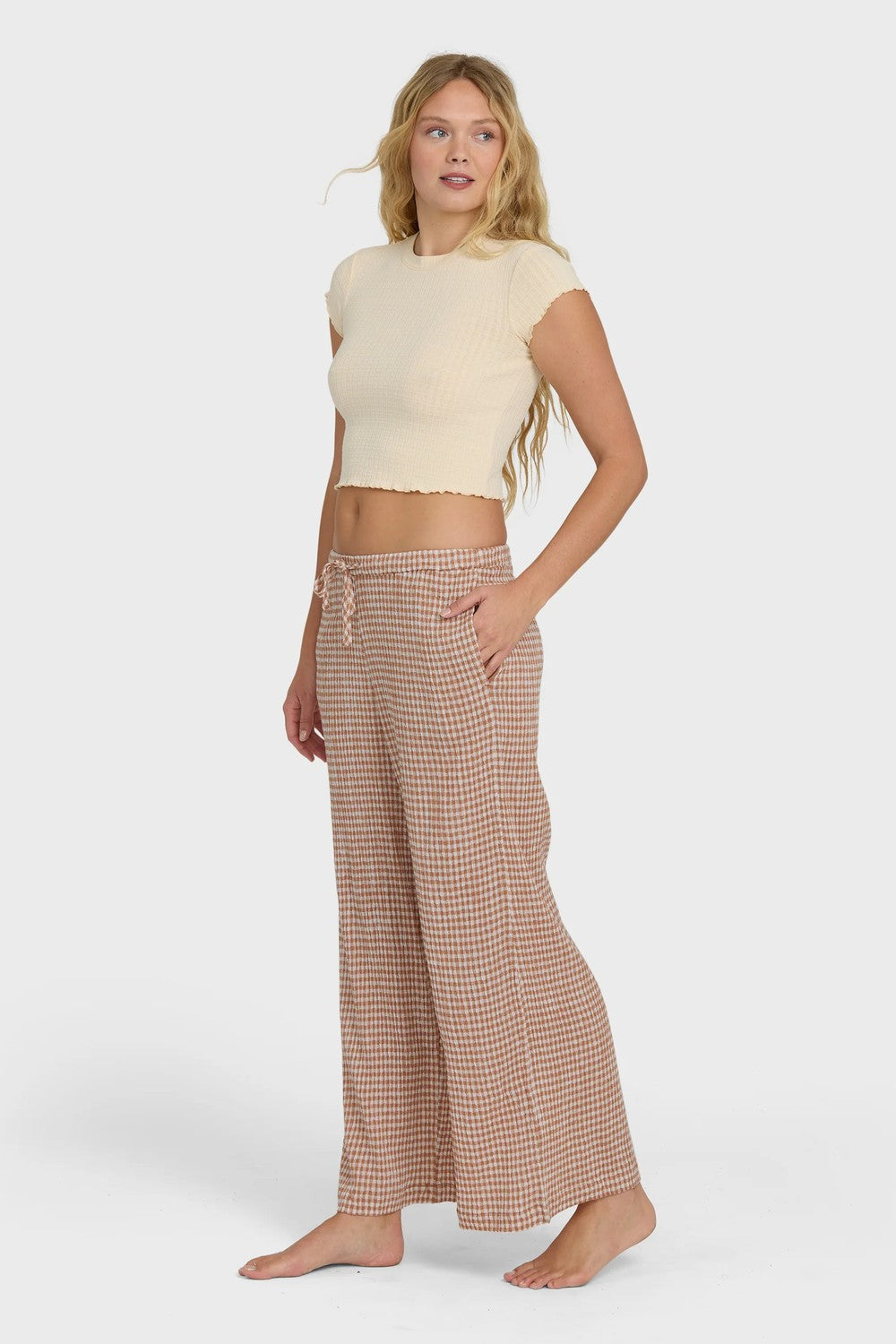 billabong wanderer check pant sugar almond profile