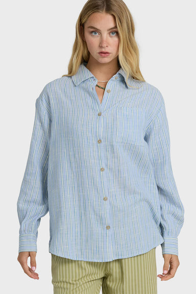 billabong wanderer printed ls woven twilight blue closed