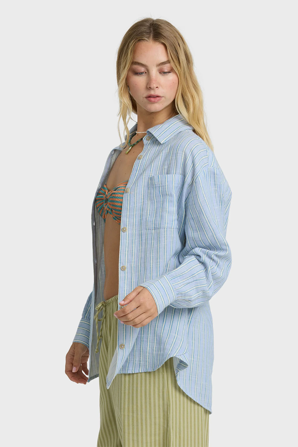 billabong wanderer printed ls woven twilight blue side