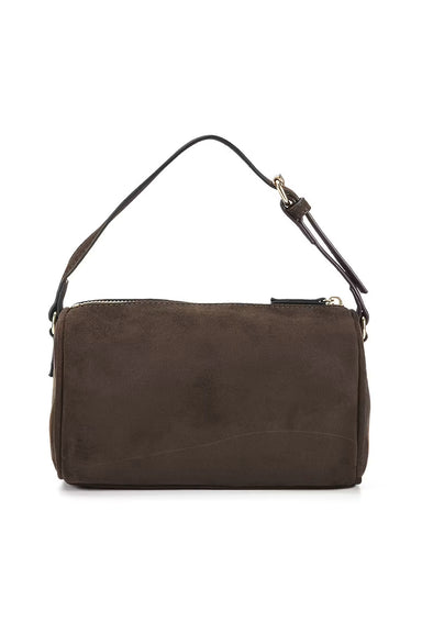 Billini Donna Handle Bag in Dark Cacao Suede — Front view