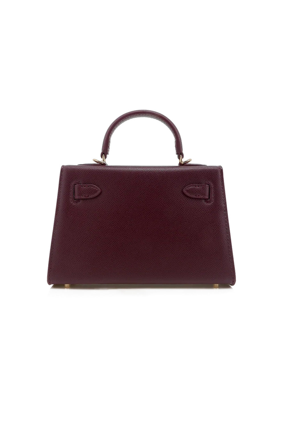 billini hariette handle bag in bordeaux saffiano back view