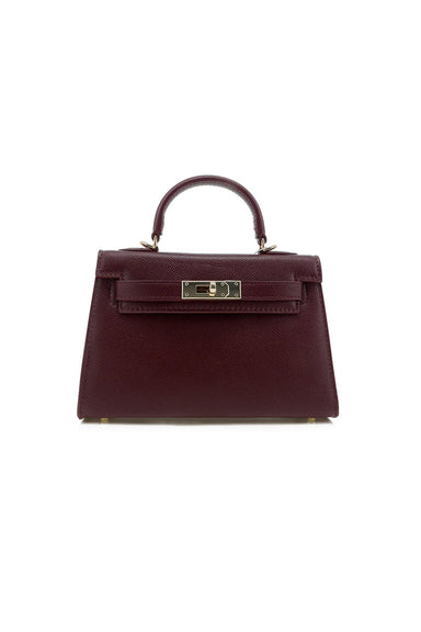 billini hariette handle bag in bordeaux saffiano front view