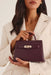 billini hariette handle bag in bordeaux saffiano model view