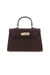 billini harieette handle bag in chocolate saffiano front view