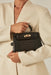 billini hariette handle bag in dark cacao croc model view
