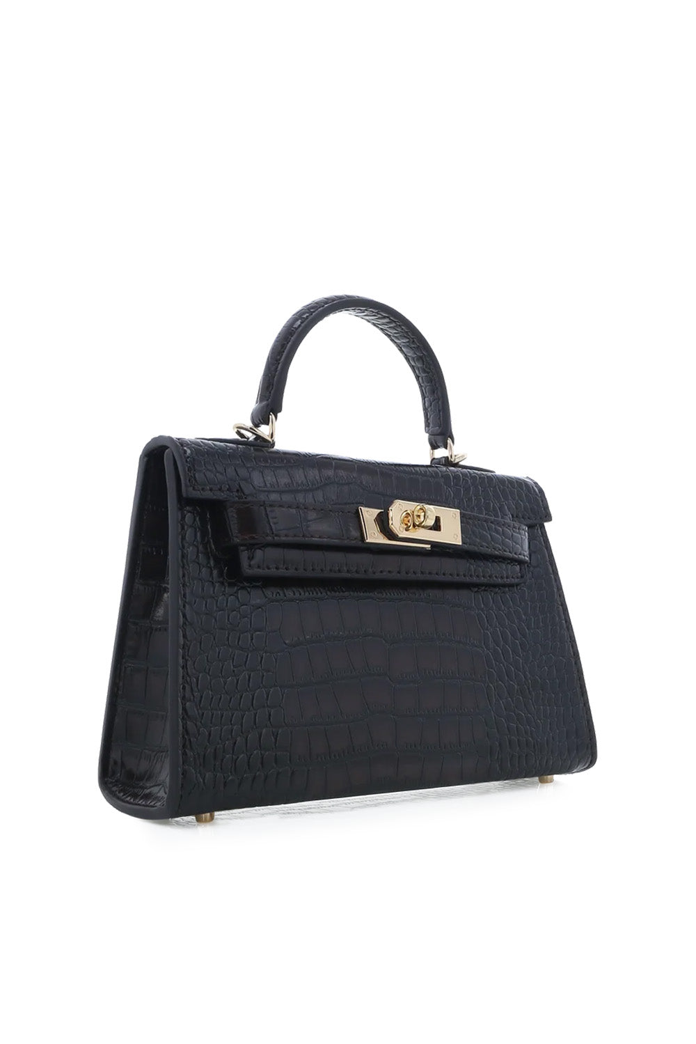billini hariette handle bag in dark cacao croc side view