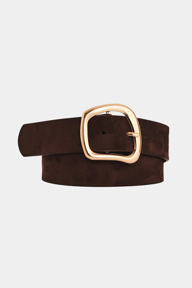 billini carter belt dark cacao suede gold