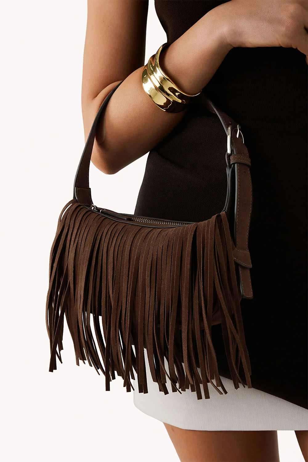 billini quinn shoulder bag dark cacao suede model