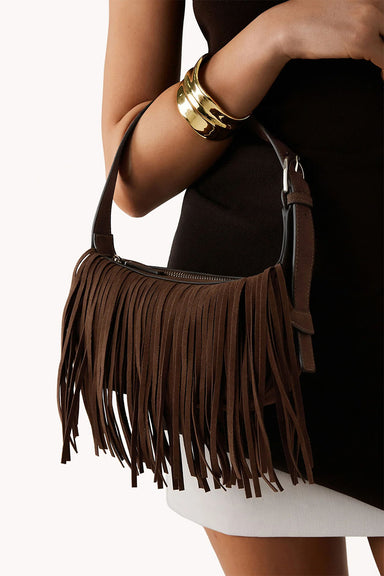 billini quinn shoulder bag dark cacao suede model