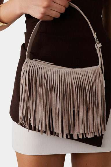 billini quinn shoulder bag light beige suede model