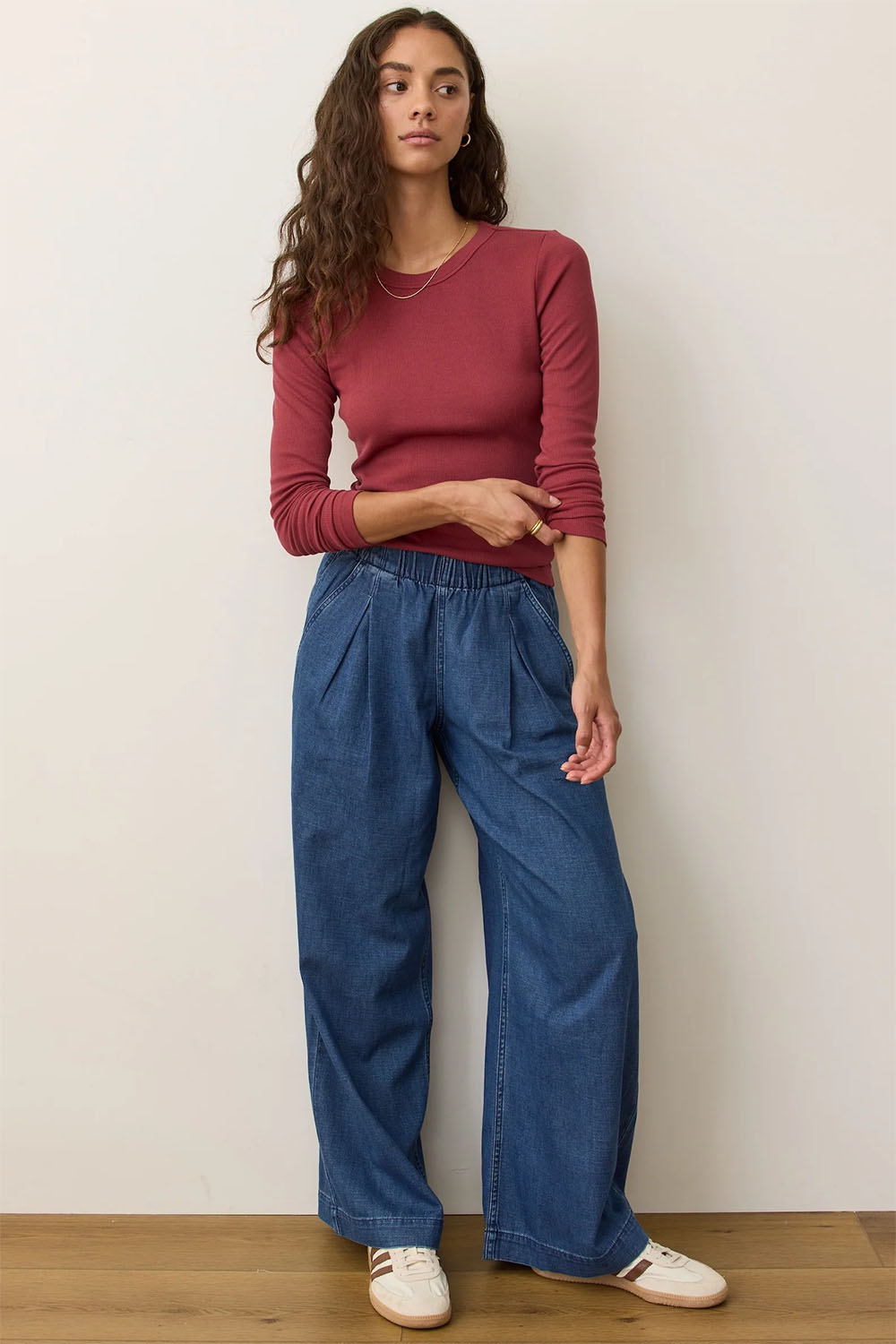 Marine Layer - Lexi Rib Sun-In LS Tee - Ruby