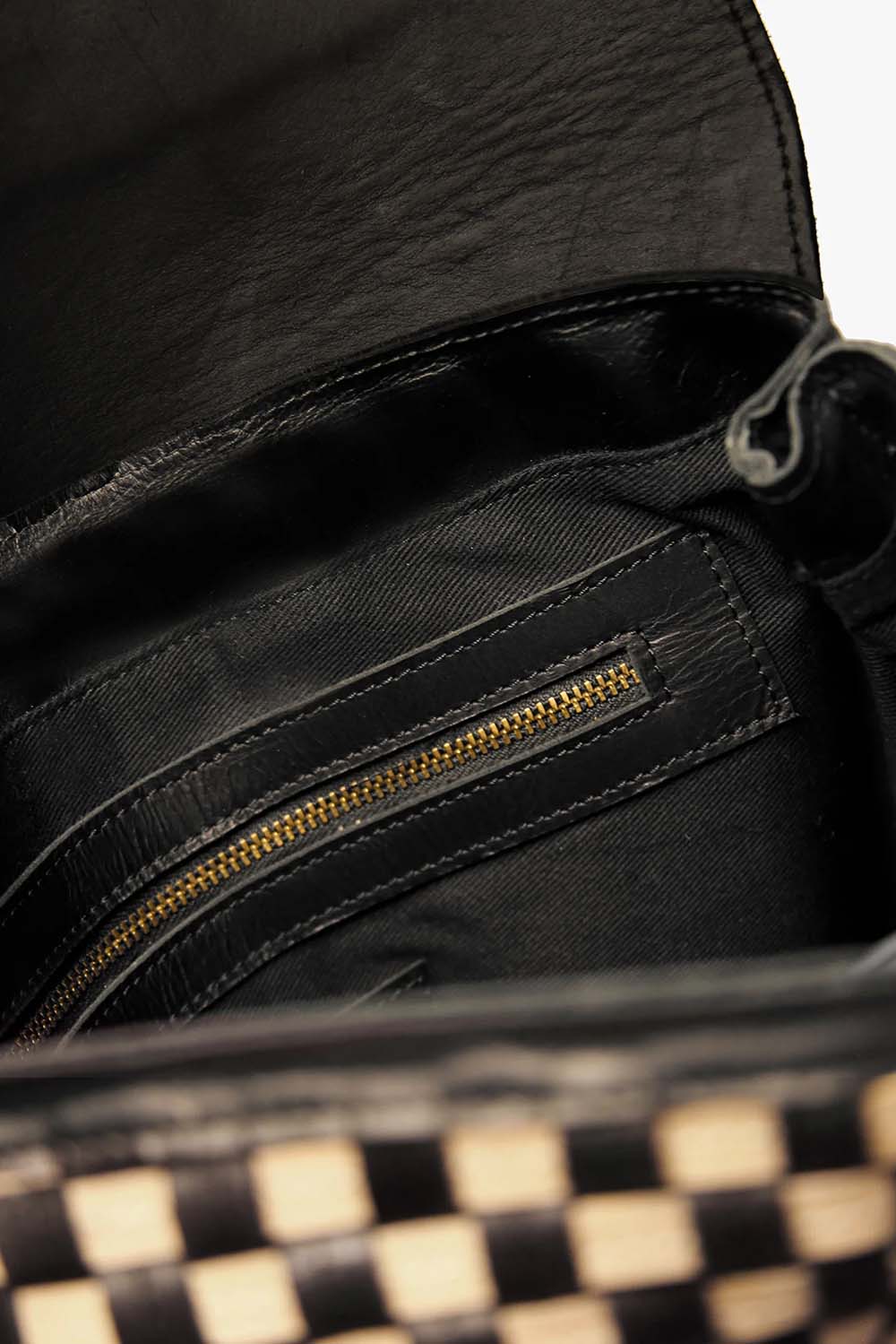 Able - Elsa Basketweave Backpack - Black/Tan - Inside