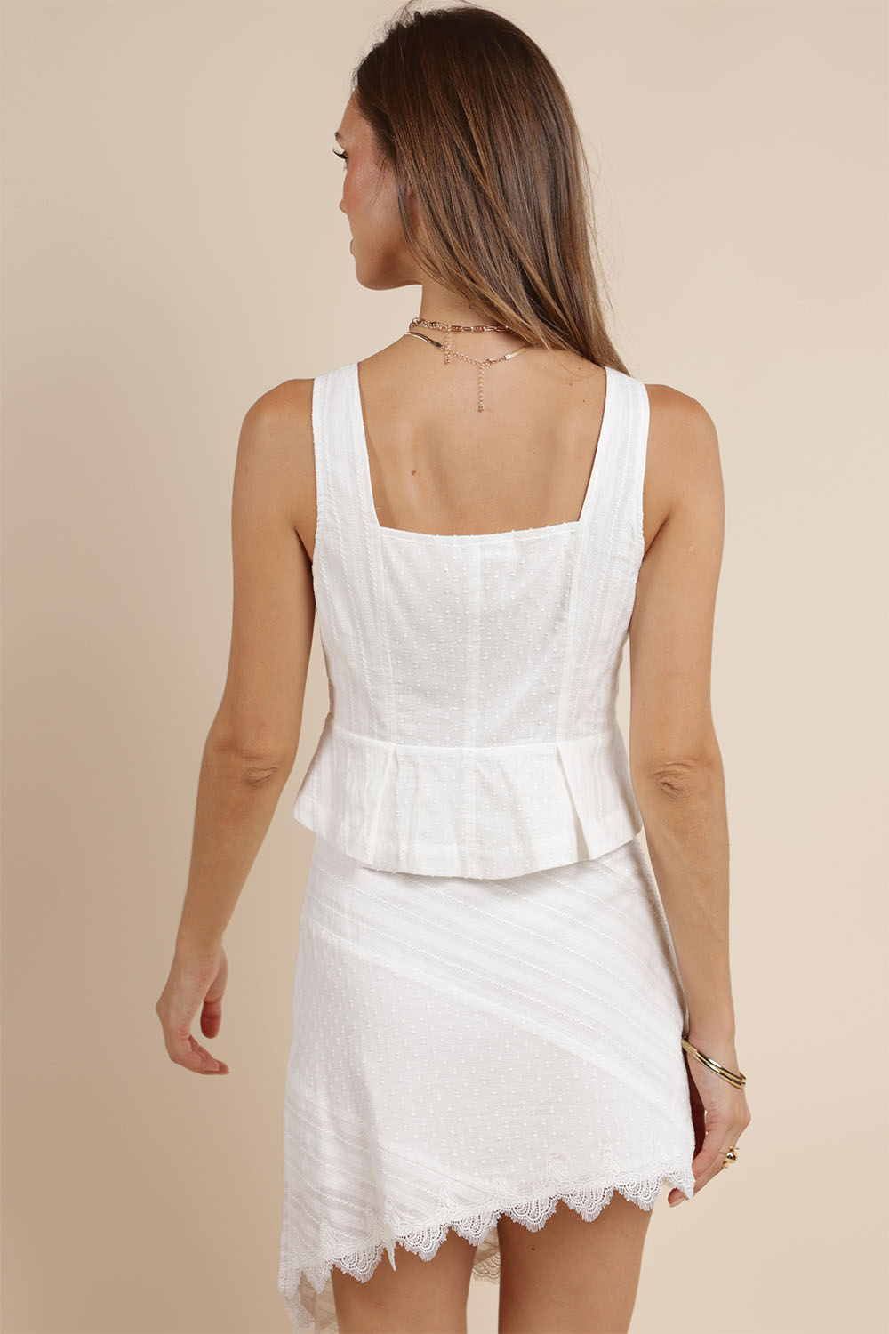 Sage the Label - Morning Dew Peplum Vest - White - Back