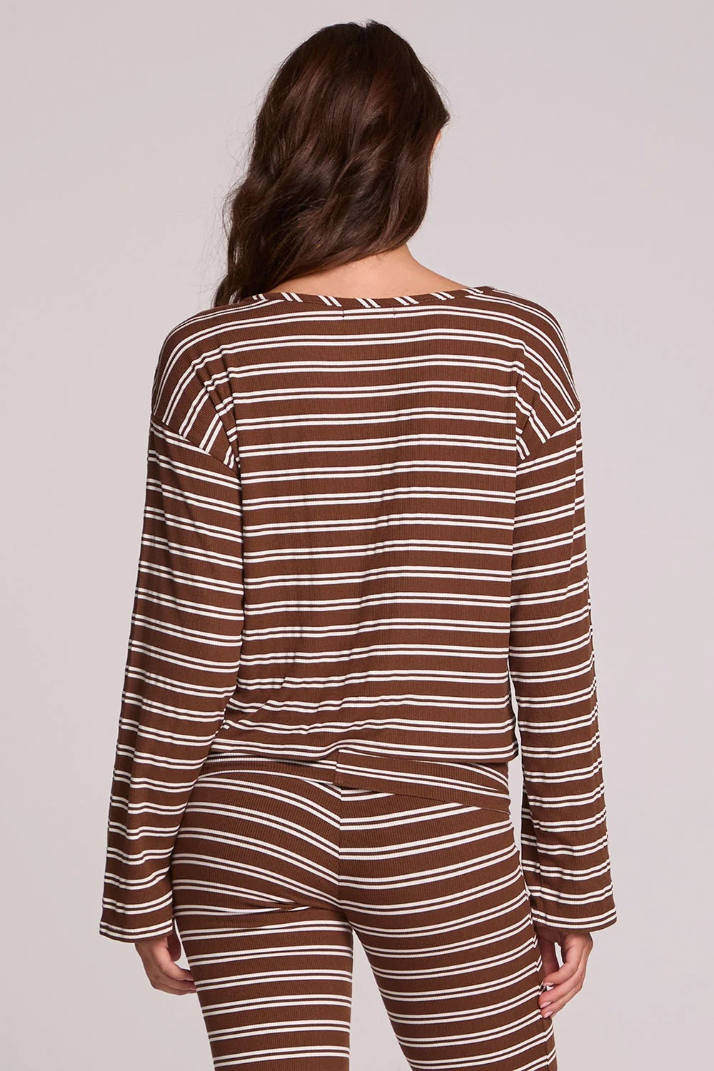 Chaser Lunnah Top in Nutty Brown Stripe — Back view