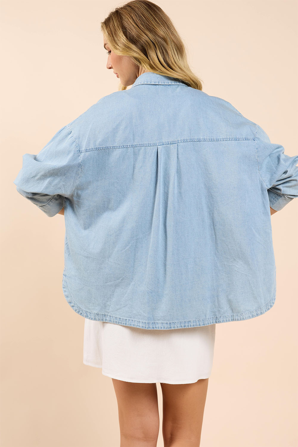 Sadie & Sage - Energize Shacket - Chambray - Back