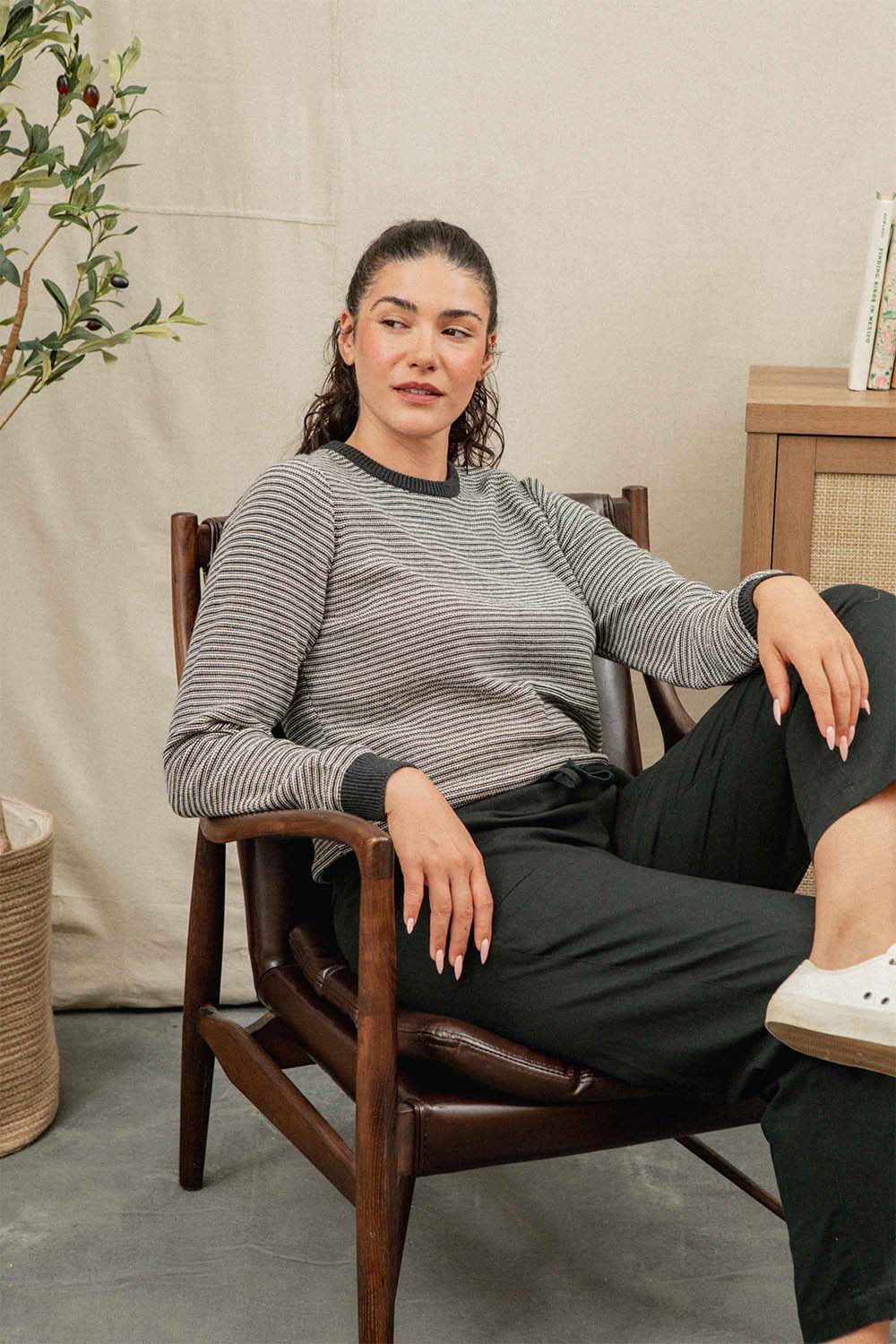 bridge and burn ansel sweater charcoal stripe