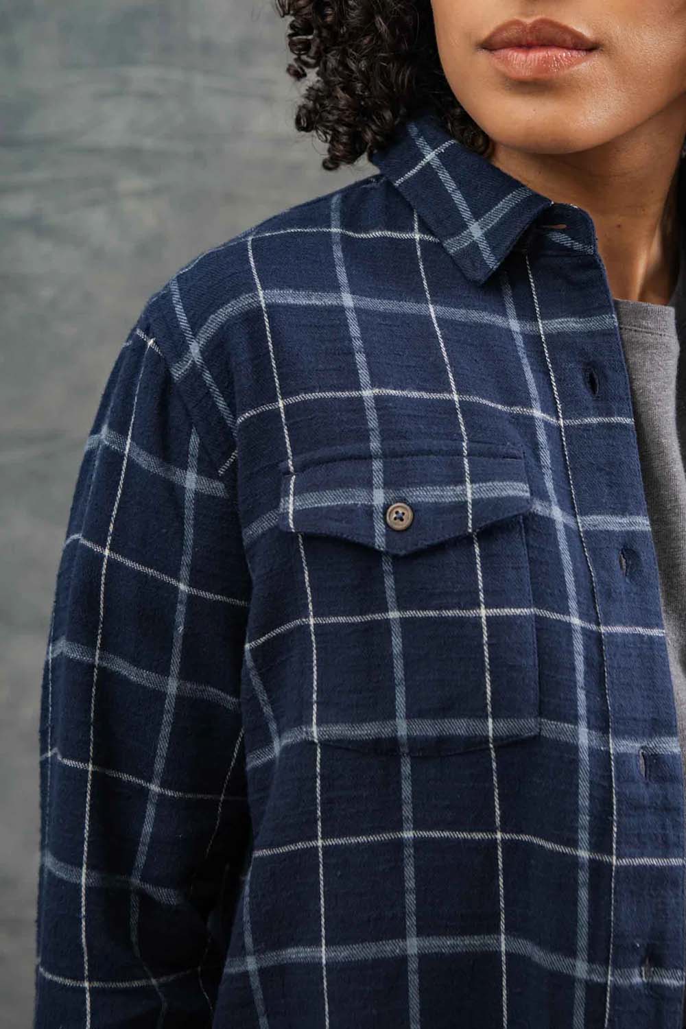 Bridge & Burn - Bird Shirt - Moonrise/Windowpane - Detail