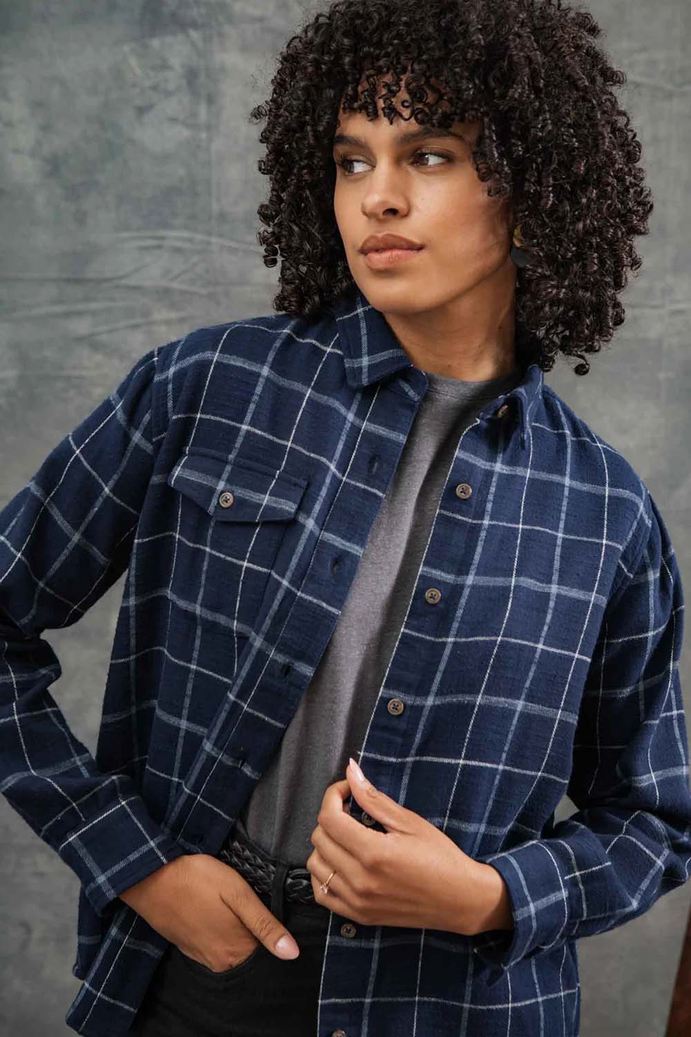 Bridge & Burn - Bird Shirt - Moonrise/Windowpane - Front