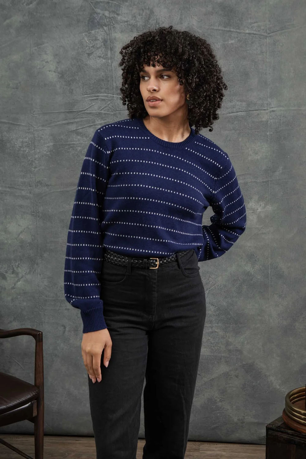 Bridge & Burn - Cline Sweater - Navy/Dotted Path - Front