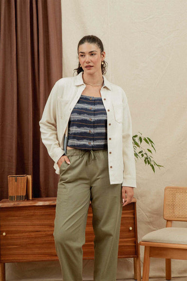 bridge and burn dawson overshirt ivory twill model