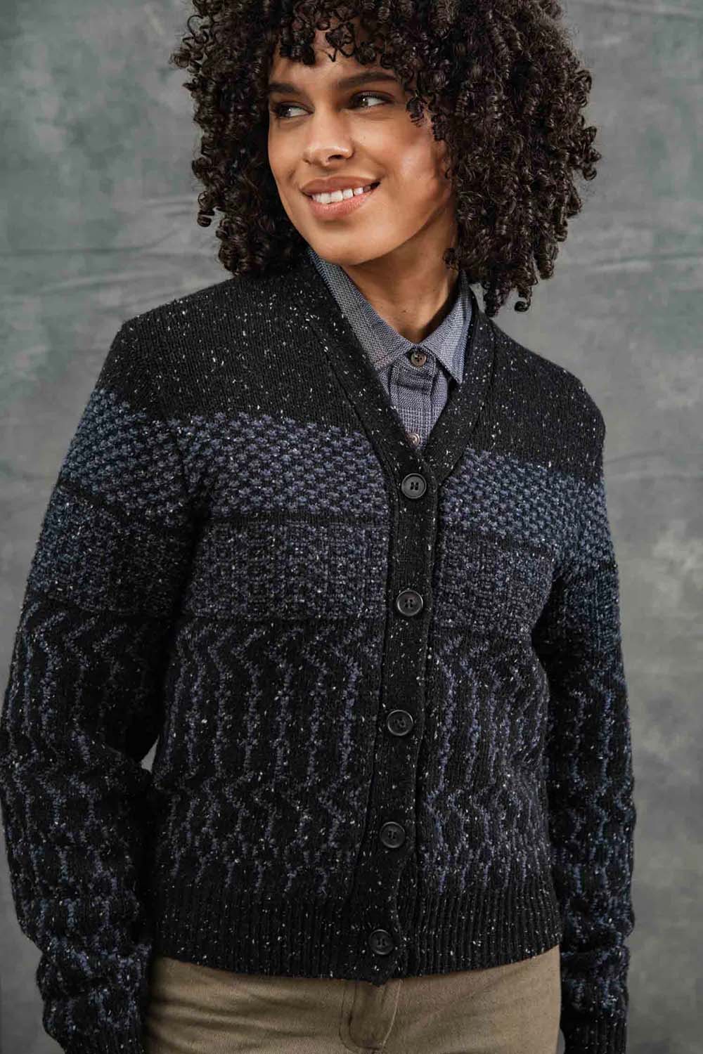 Bridge & Burn - Juneau Cardigan - Midnight Tweed - Buttoned