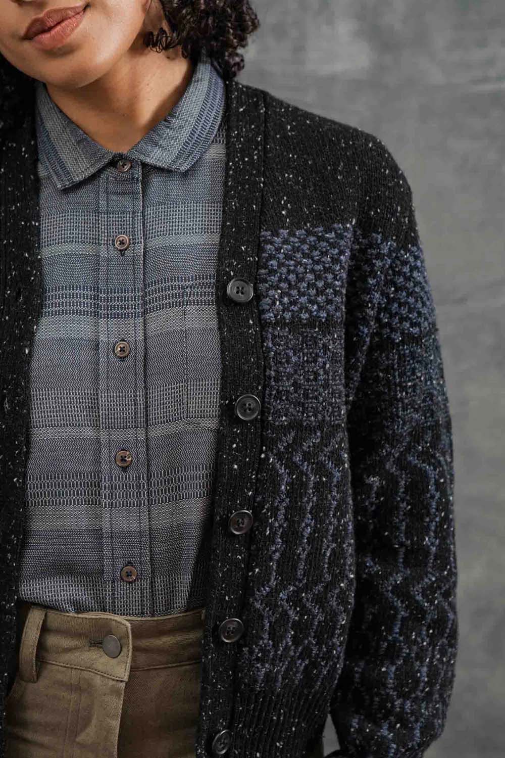 Bridge & Burn - Juneau Cardigan - Midnight Tweed - Detail