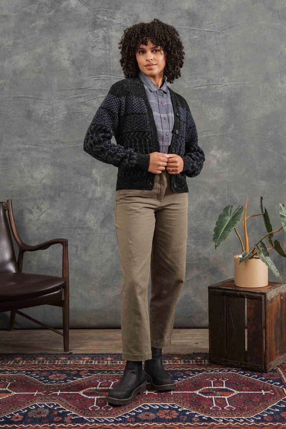 Bridge & Burn - Juneau Cardigan - Midnight Tweed - Front