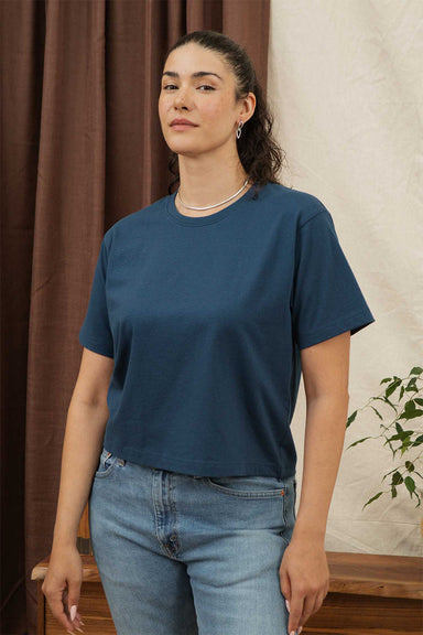 bridge and burn recycled boxy tee cobalt front