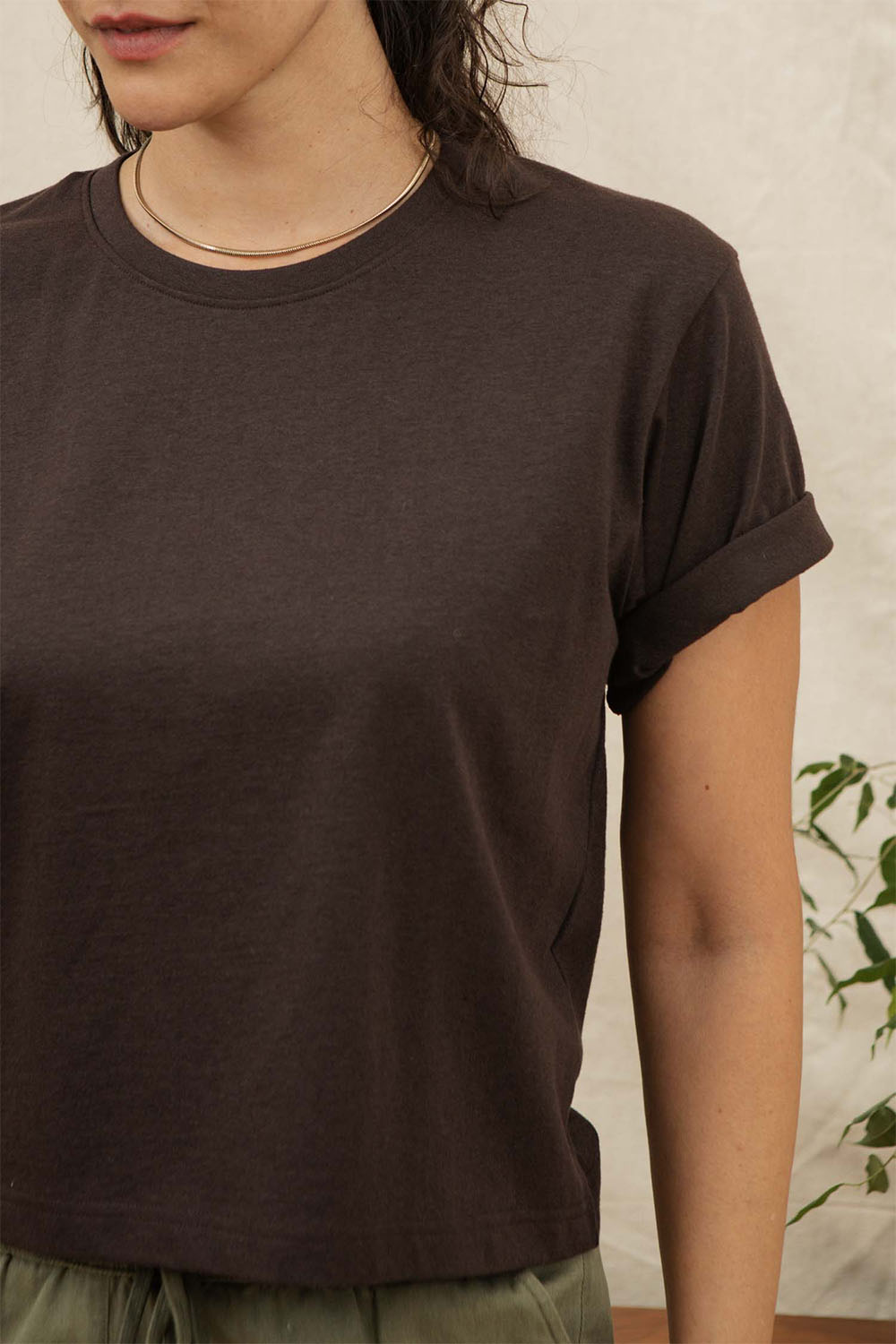 bridge and burn recycled boxy tee truffle detail