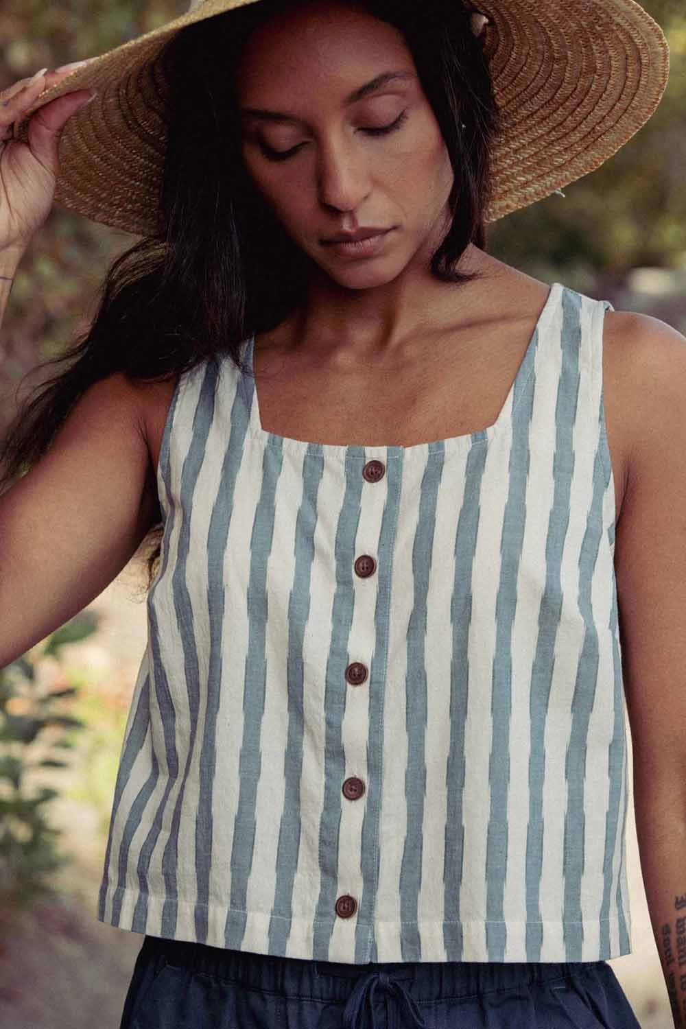 bridge and burn sadie tank beach stripe detail