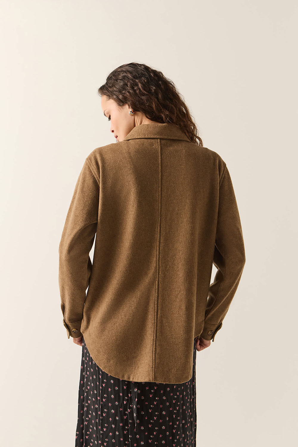 Brixton Bagby Jacket in Khaki Heather — Back view