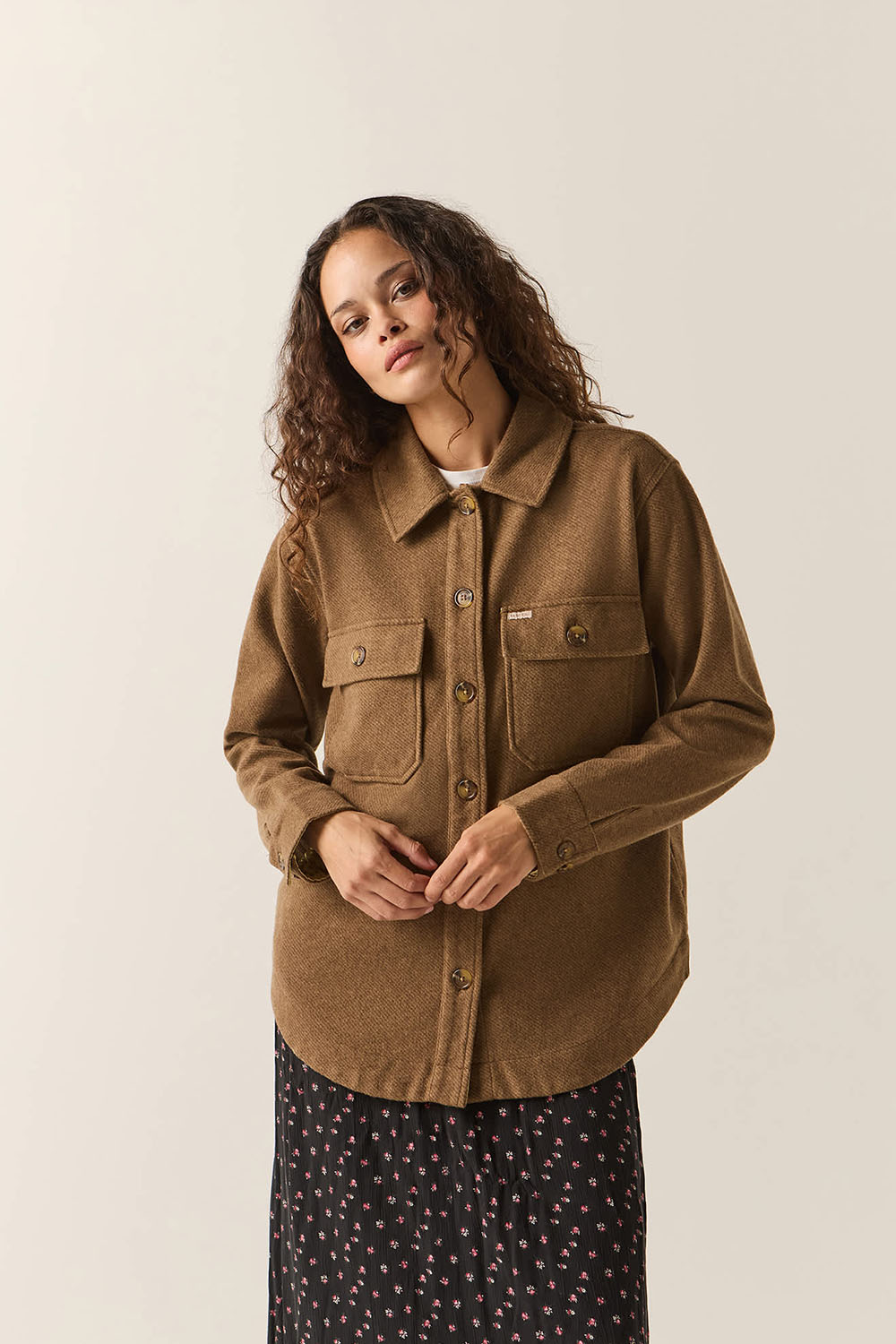 Brixton Bagby Jacket in Khaki Heather — Front view