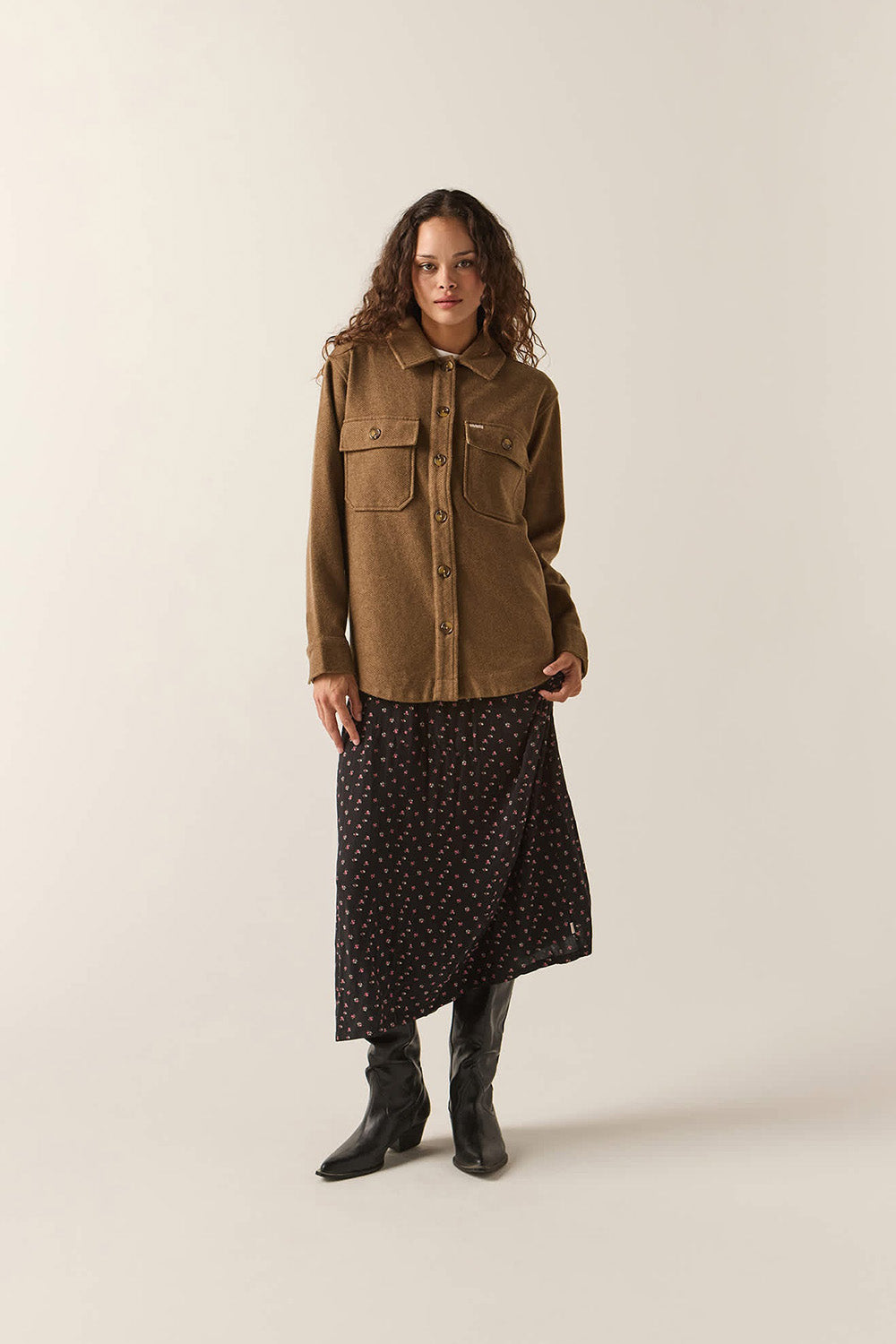 Brixton Bagby Jacket in Khaki Heather — Full-body view
