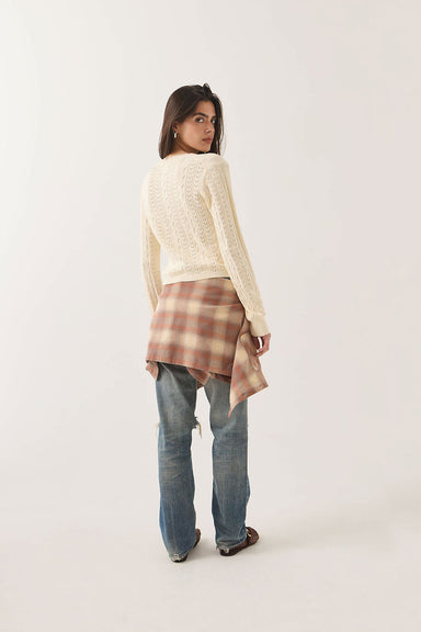Brixton Bixby Lightweight Cardigan in Wax Paper — Quarter view