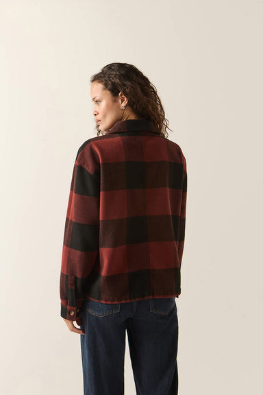 Brixton Bowery Soft Brushed Flannel in Dark Brick/Black — Back view