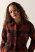 Brixton Bowery Soft Brushed Flannel in Dark Brick/Black — Quarter view