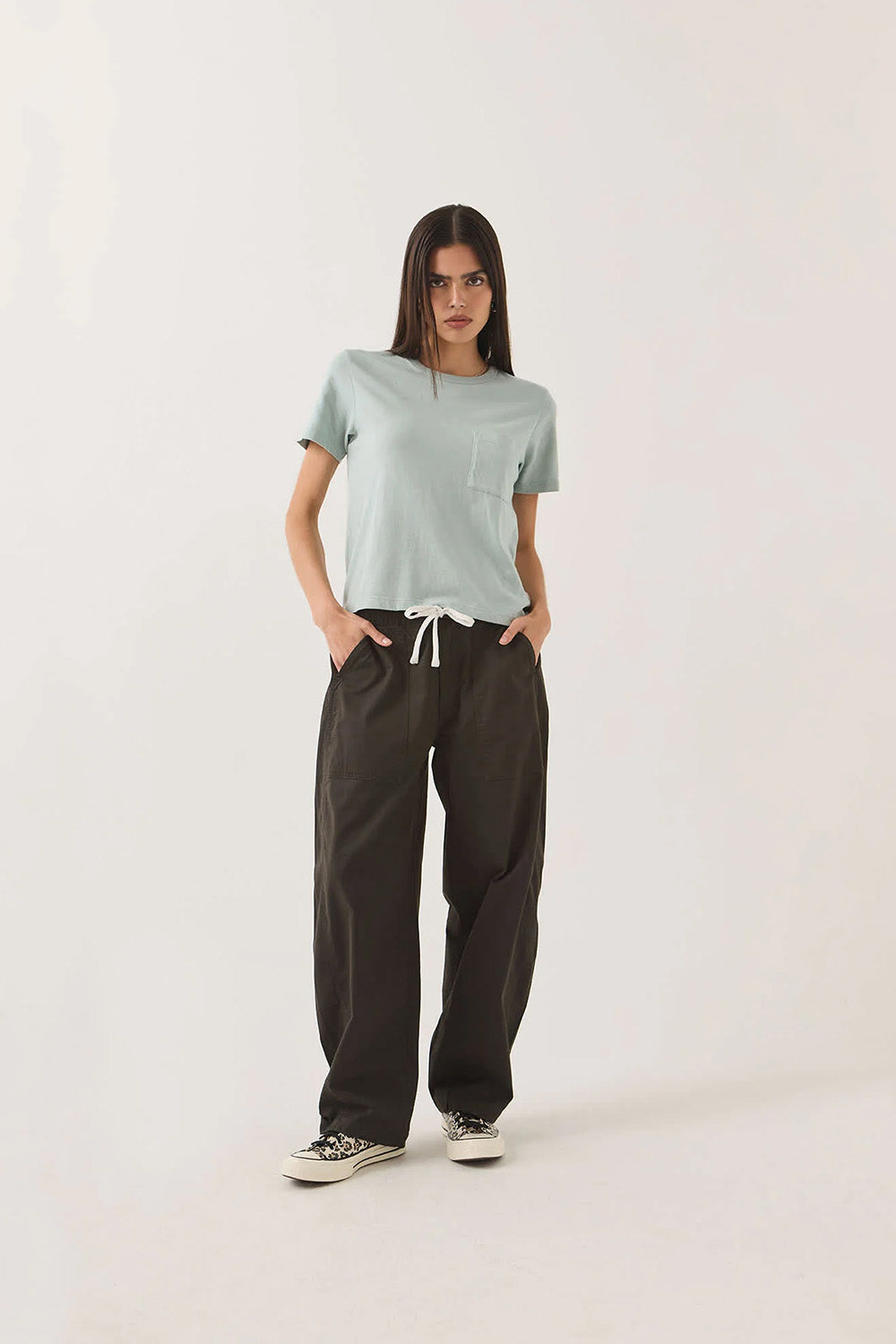 brixton carefree perfect tee in sea grass front view