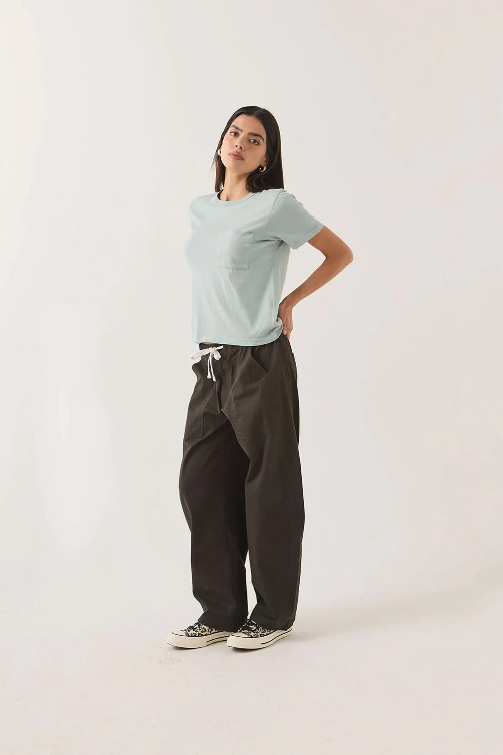 brixton carefree perfect tee in sea grass side view