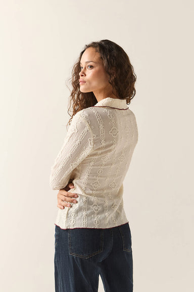 Brixton Grace Button Down in Off White/Wild Ginger — Back view