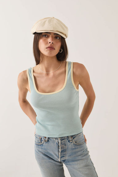 brixton ringer organic tank in sea grass and waxed paper profile view