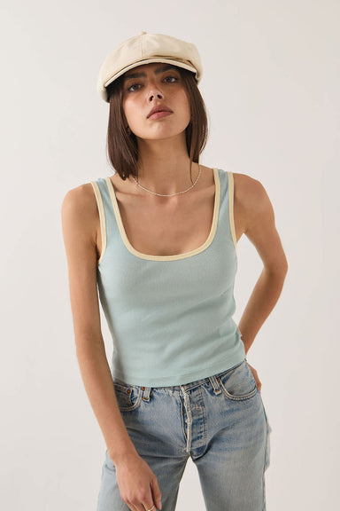 brixton ringer organic tank in sea grass and waxed paper