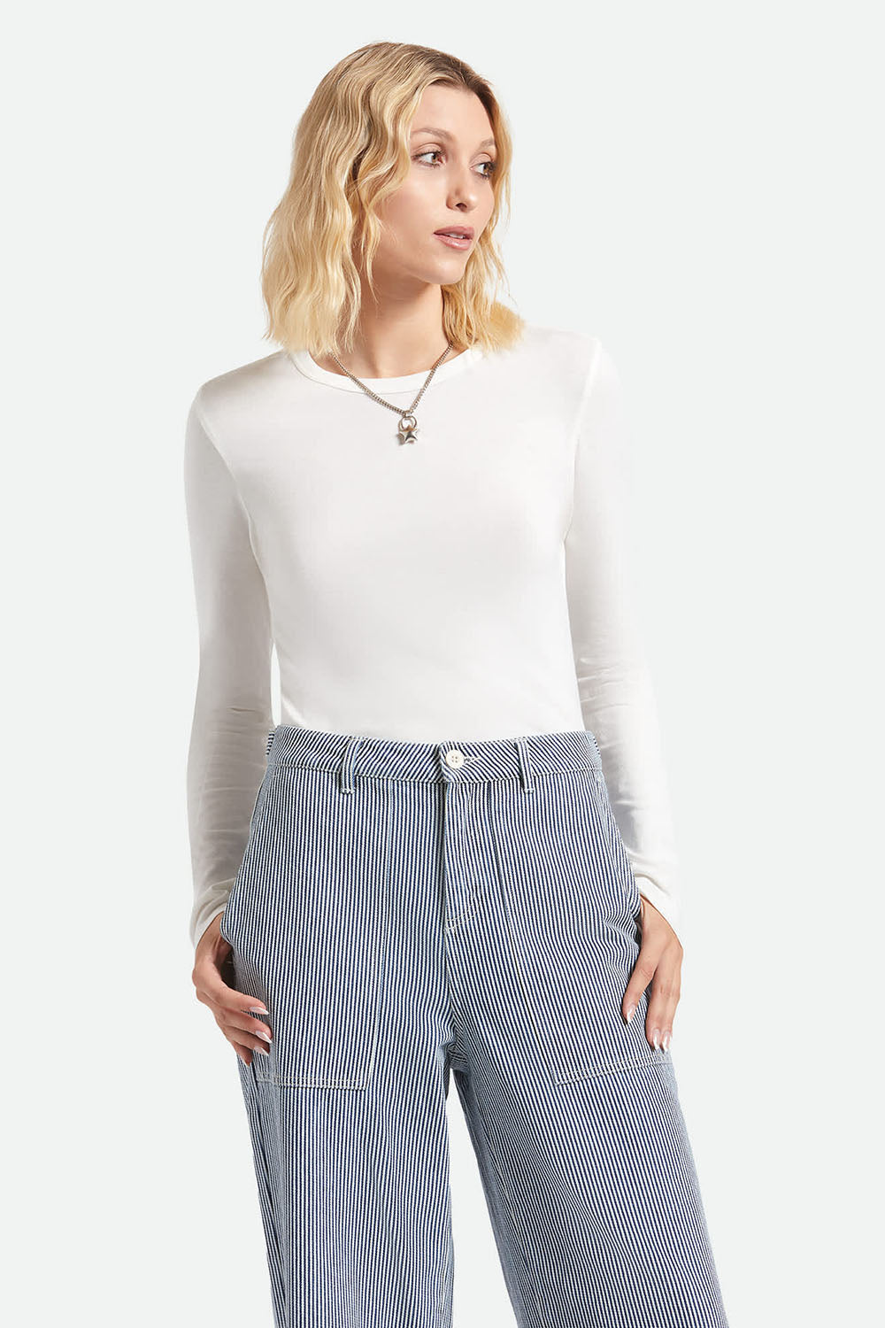 brixton carefree ls tee off white front