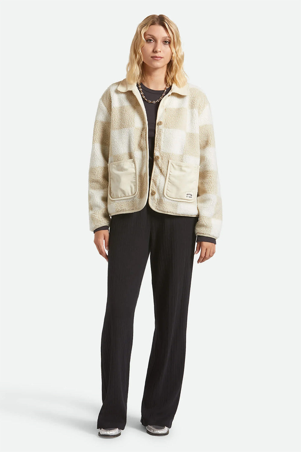 brixton delilah sherpa jacket white natural finish line check