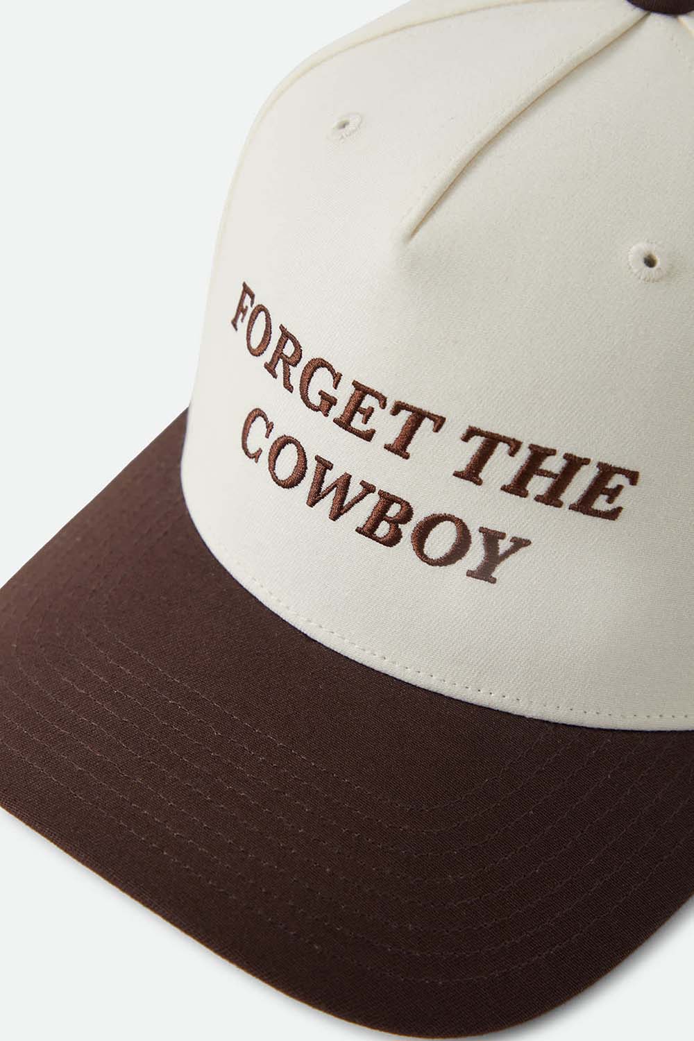 brixton forget the cowboy snapback chocolate off white detail