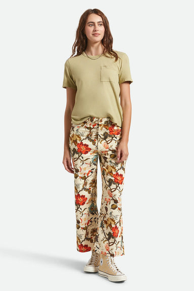 brixton margo cropped 5 pocket pant botanical floral