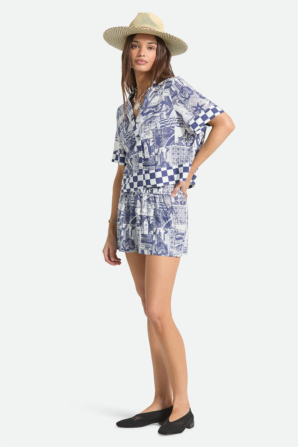 brixton o mar button down navy white collage front
