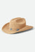 brixton odessa straw packable hat tan sunrise blue flatlay